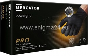 Rękawice rękawiczki nitrylowe POWER GRIP+ czarne 50szt M/L/XL/XXL